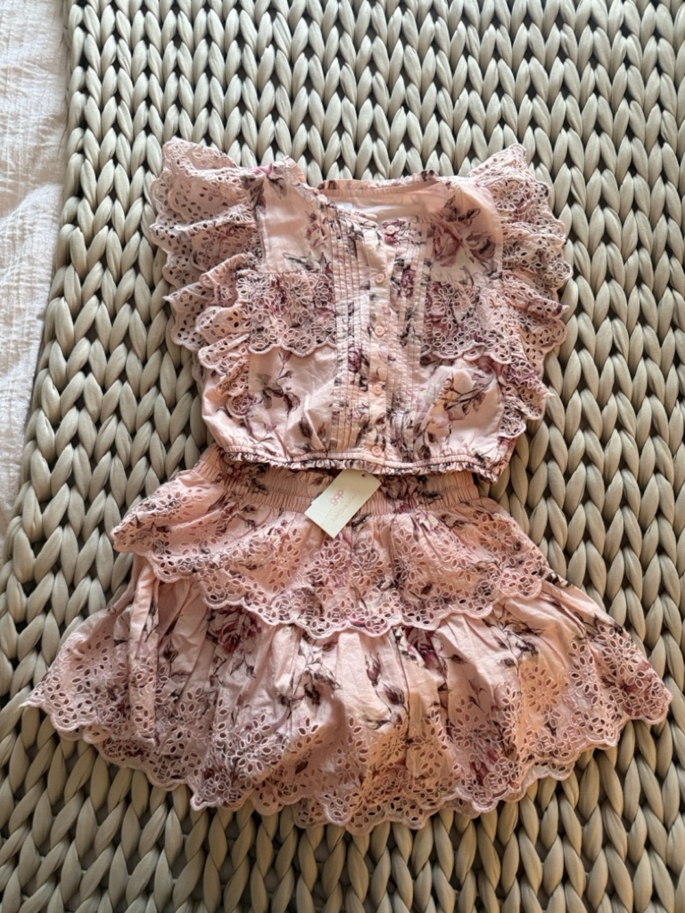 LoveShackFancy for Gap Blush Pink Floral Eyelet Top